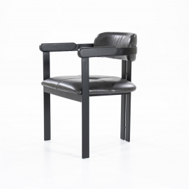 SCAUN MORRIS - PIELE /METAL - NEGRU - 60(L) x 78(h) x 57(l) - Img 2