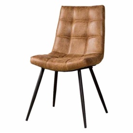 SCAUN NAVARRA - METAL / MATERIAL - NEGRU / CONIAC - 59(L) X 86(H) X 46(L)
