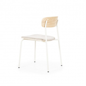 SCAUN SCHOOL - TESATURA / METAL / PLACAJ SI FURNIR DIN LEMN DE FRASIN [FSC] - CREM - 47(L) x 77(h) x 49.5(l) - Img 4