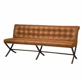 BANCA BARCELONA 185 CHEROKEE - METAL / MATERIAL - NEGRU / CONIAC - 60(L) X 87(H) X 185(L)