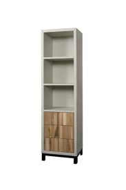BIBLIOTECA MAX - LEMN DE STEJAR [FSC] / METAL - NATURAL / GRI / NEGRU - 50(L) x 180(h) x 40(l)