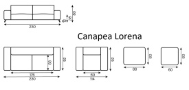CANAPEA LORENA CU TREI LOCURI - 230(L) x 80(h) x 92(l) - Img 5