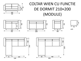 COLTAR WIEN CU FUNCTIE DE DORMIT 210×200 - (CS I) - 246(L) x 84(h) x 200(l) - Img 5