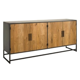 COMODA FELINO - LEMN DE TEC RECICLAT / METAL - NATURAL / NEGRU - 200(L) x 90(h) x 45(l) - Img 1