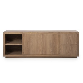 COMODA HELSINKI DESCHIS - LEMN SI FURNIR DE STEJAR - MARO - 200(L) x 42(l) x 70(h) cm - Img 1