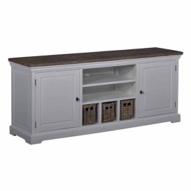 COMODA NAPOLI - LEMN DE TEC / METAL - ALB / MARO - 169(L) X 72(H) X 45(L) CM - Img 1