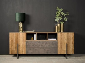 COMODA ORA - LEMN DE TEC RECICLAT / METAL - NATURAL / NEGRU - 222(L) x 89(h) x 45(l) - Img 2