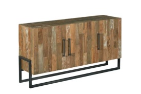 COMODA POTENZA - LEMN DE TEC RECICLAT / METAL - NEGRU / MARO NATURAL - 160(L) x 85(h) x 45(l)