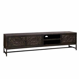 COMODA TV CASINA - FURNIR / METAL - NEGRU - 200(L) X 50(H) X 40(L) CM