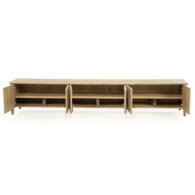 COMODA TV JAKE 6 USI - LEMN SI FURNIR DE STEJAR - NATURAL - 264(L) x 47(l) x 50(h) cm - Img 6