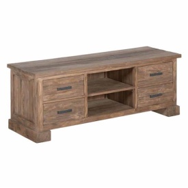 COMODA TV LORENZO - LEMN / METAL - NEGRU / MARO NATURAL - 150(L) X 55(H) X 50(L) CM