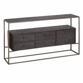 CONSOLA CASCIA - LEMN DE TEC RECICLAT / METAL - NEGRU - 135(L) x 75(h) x 30(l)