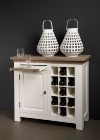 DULAP DE VINURI PARMA - FURNIR / LEMN DE STEJAR [FSC] / METAL - ALB / MARO - 104(L) x 90(h) x 40(l) - Img 2