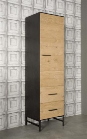DULAP LIDO STANGA - FURNIR DE STEJAR [FSC] / METAL - NEGRU / MARO NATURAL - 55(L) x 190(h) x 45(l) - Img 2