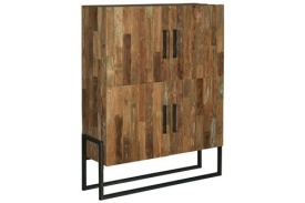 DULAP POTENZA - LEMN DE TEC RECICLAT / METAL - NEGRU / MARO NATURAL - 131(L) x 163(h) x 45(l)