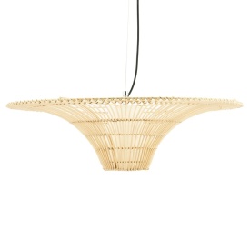 LAMPĂ SUSPENDATĂ HANOI MARE - RIET - NATURAL - 95(L) x 95(l) x 30(h) - Img 1
