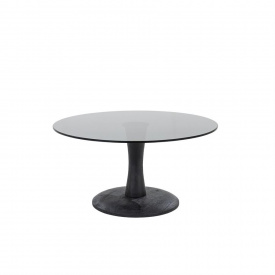 MASA DE CAFEA BOOGIE MARE - LEMN / STICLA - NEGRU - Ø70 x 35(h) - Img 1