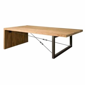 MASA DE CAFEA LUCCA - LEMN DE TEC RECUPERAT - NEGRU / MARO NATURAL - 135(L) X 40(H) X 75(L) CM - Img 1