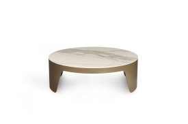 MASA DE CAFEA MARCO - METAL / CUART - BRONZ / ALB MULTICOLOR - Ø90xH30 - Img 3