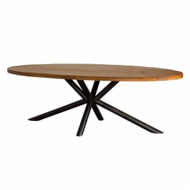 MASA DE DINING SELVA - LEMN DE MANGO / METAL - NEGRU / MARO NATURAL - 200(L) X 77(H) X 100(L) CM