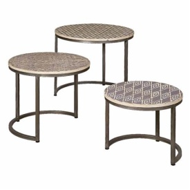 MASA LATERALA RENEW (SET DE 3 BUC) - LEMN / METAL - MULTICOLOR - 61(L) X 52(H) X 61(L) CM