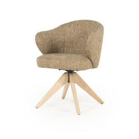 SCAUN CONNOR MUSTAR DONNA - LEMN DE STEJAR SI STOFA - GALBEN - 61.5(L) x 60(l) x 81.5(h) cm
