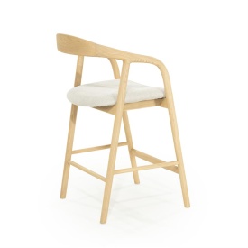 SCAUN DE BAR RAYVEN - LEMN DE FRASIN SI TESATURA - NATURAL - 55(L) x 60(l) x 94(h) cm - Img 9