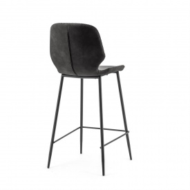 SCAUN DE BAR SEASHELL INALT - PU & METAL - NEGRU - 43(L) x 104(h) x 52(l) - Img 2
