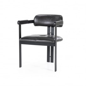 SCAUN MORRIS - PIELE /METAL - NEGRU - 60(L) x 78(h) x 57(l) - Img 1