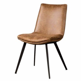 SCAUN PAMPLONA - METAL / MATERIAL - NEGRU / CONIAC - 61(L) X 86(H) X 46(L)