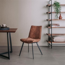 SCAUN PAMPLONA - METAL / MATERIAL - NEGRU / CONIAC - 61(L) X 86(H) X 46(L) - Img 2