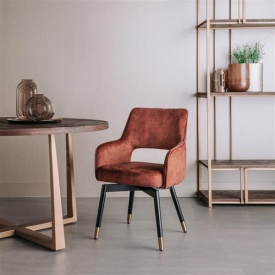 SCAUN PIVOTANT LENNO - METAL / MATERIAL - NEGRU / TERACOTA - 61(L) X 85.5(H) X 60.5(L) - Img 2