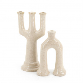 SUPORT LUMANARI BLIX MARE - CERAMICA - BEJ - 18.4(L) x 38.5(h) x 14.3(l) - Img 3