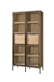 VITRINA RAVENNA - LEMN DE STEJAR [FSC] / METAL / STICLA - MARO / NEGRU - 100(L) x 200(h) x 44(l)