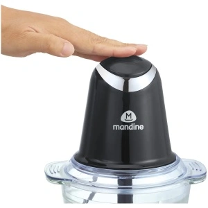 Mini tocator electric Mandine MMC500-21, 500W, vas de sticla 1L, lama dubla din otel, Negru