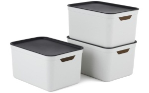 Set 3 cutii depozitare Rotho Jive 16 L – plastic reciclabil, stivuibile - Img 3