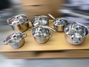 Set oale inox 12 piese Perfect Home De Luxe – compatibil inducție, cu capace sticlă - Img 1
