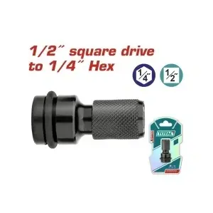 Adaptor Pătrat la Hexagon bit 1/2" la 1/4" DR, 50mm, Total TAC60501