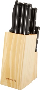 Amazon Basics Set de cuțite de bucătărie de 14 piese cu lame din oțel inoxidabil – Set complet cu bloc din lemn de pin - Img 5