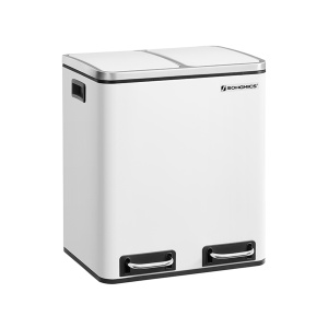 Coș de gunoi selectiv Songmics LTB30WT – metalic, 2×15 L, capacitate 30 L - Img 1