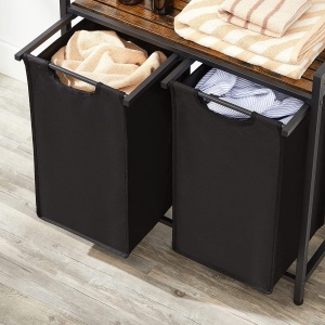 Coș rufe VASAGLE BLH201B01 – 2 coșuri, 2×46 L, cadru metalic & raft superior - Img 6