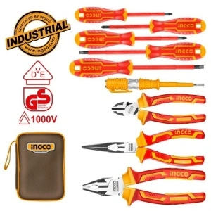 INGCO HKIST3091 – Set 9 scule electrician,surubelnite si patenti izolate la 1000 volti