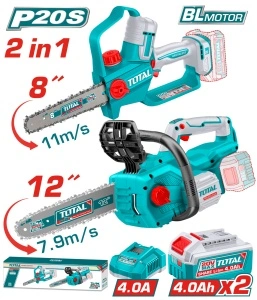 Set 2 Mini-drujbe pe Acumulator 20V Brushless 8" și 12" Total Industrial TOSLI251085 - 2 Acumulatori 4.0Ah și Încărcător