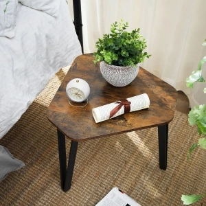 Set 3 Măsuțe Cafea VASAGLE LNT14BX Tip Nesting, Stil Industrial Rustic, Maro + Negru, Măsuțe Living Suprapozabile
