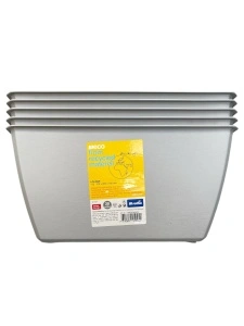 Set 5 cutii depozitare Rotho Lounge Premium – 11 L, plastic reciclat, design elegant