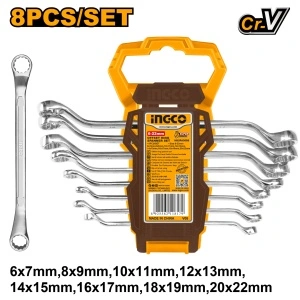 Set Chei Inelare Cotite INGCO 8 buc, 6-22mm, Cr-V
