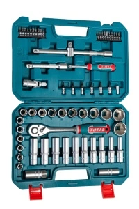 Total Trusă de chei tubulare 1/2″ 62 piese – set scule profesional pentru atelier și reparații
