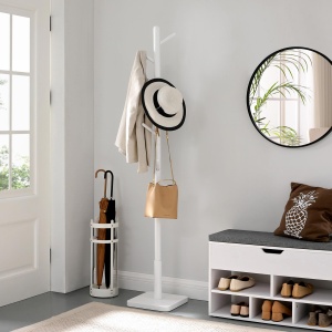 VASAGLE RCR010W02 cuier cu 8 carlige, 30 x 30 x 175 cm, lemn alb - Img 2