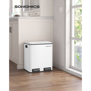Coș de gunoi selectiv Songmics LTB30WT – metalic, 2×15 L, capacitate 30 L - Img 2