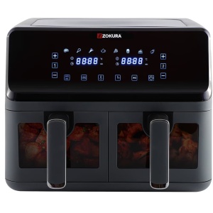 Friteuză Dublă cu Aer Cald Zokura Z1385 – 8L, 2700W, Negru, Gătire Rapidă și Sănătoasă - Img 1
